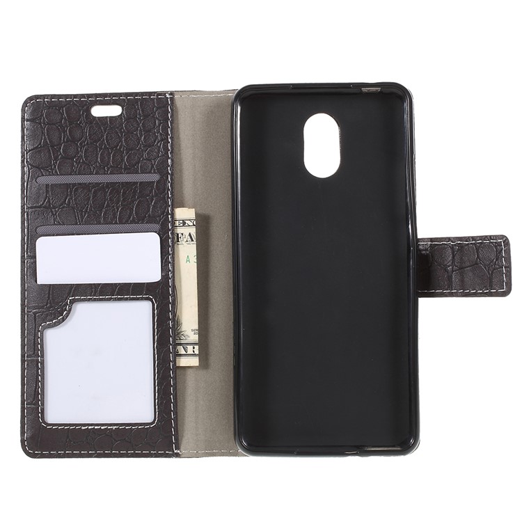 Vintage Crocodile Texture Wallet Stand Leather Case for Wiko Lenny 5 - Black-10