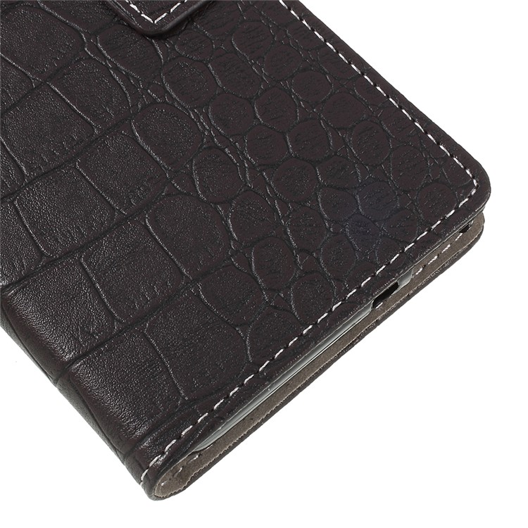 Vintage Crocodile Texture Wallet Stand Leather Case for Wiko Lenny 5 - Black-4