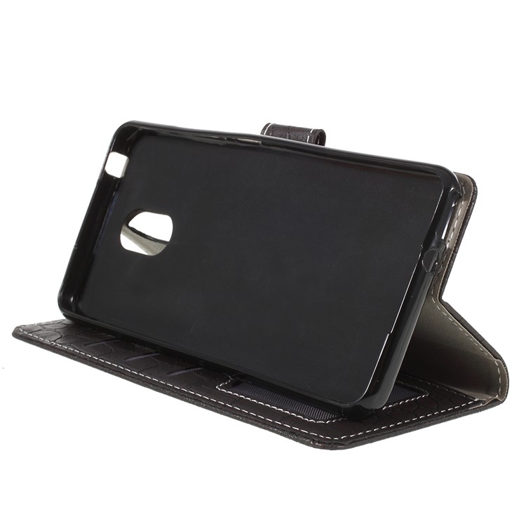 Vintage Crocodile Texture Wallet Stand Leather Case for Wiko Lenny 5 - Black-8