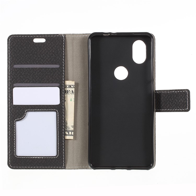 Woven Texture Wallet Stand Leather Phone Case for Wiko View2 - Black-10