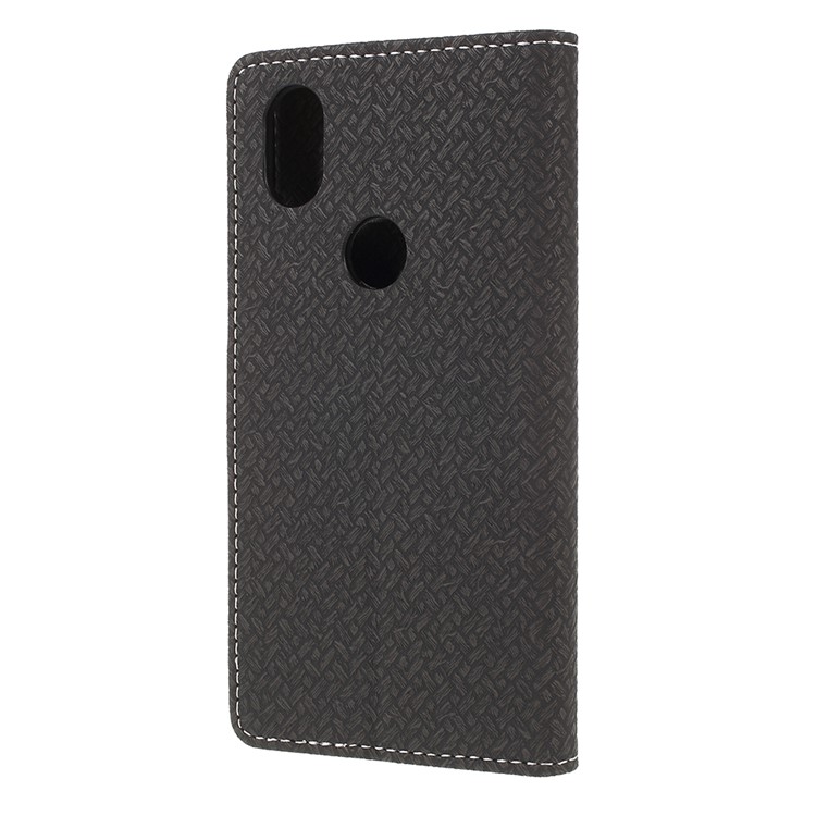 Woven Texture Wallet Stand Leather Phone Case for Wiko View2 - Black-2