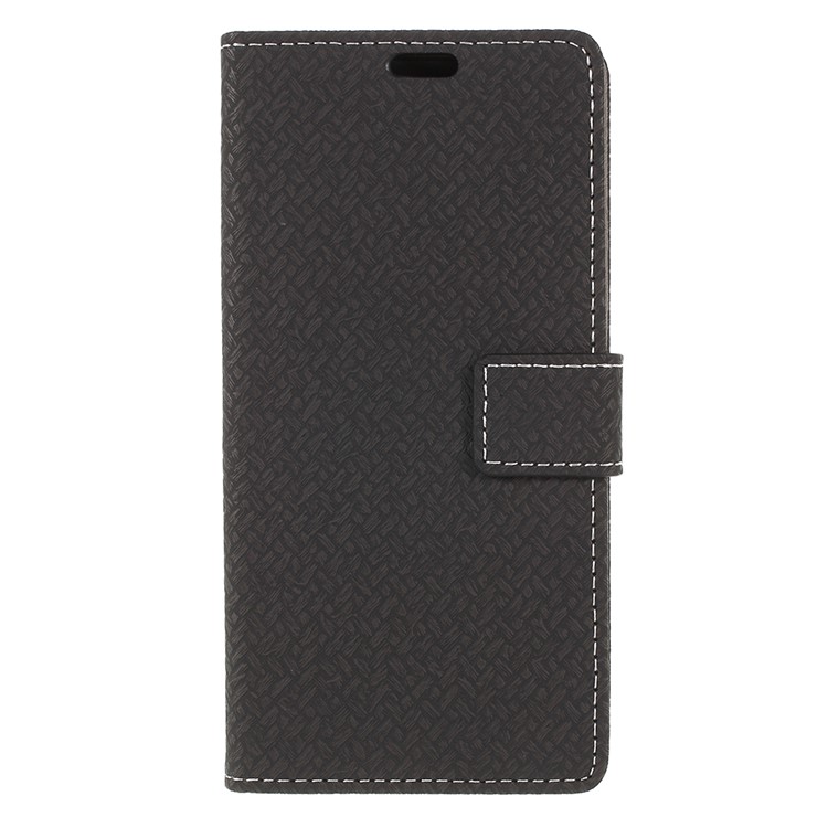 Woven Texture Wallet Stand Leather Phone Case for Wiko View2 - Black-3