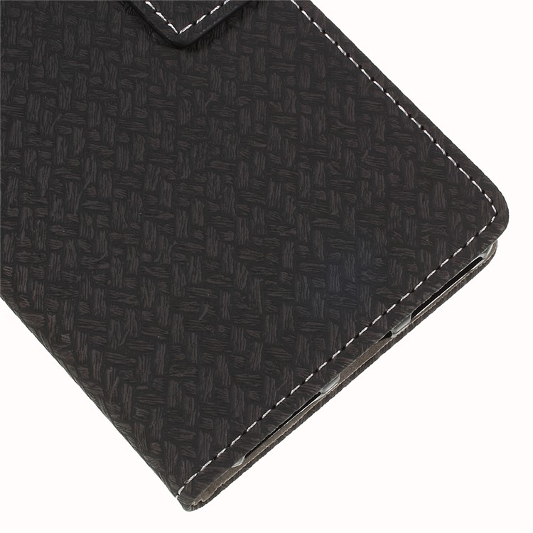 Woven Texture Wallet Stand Leather Phone Case for Wiko View2 - Black-4