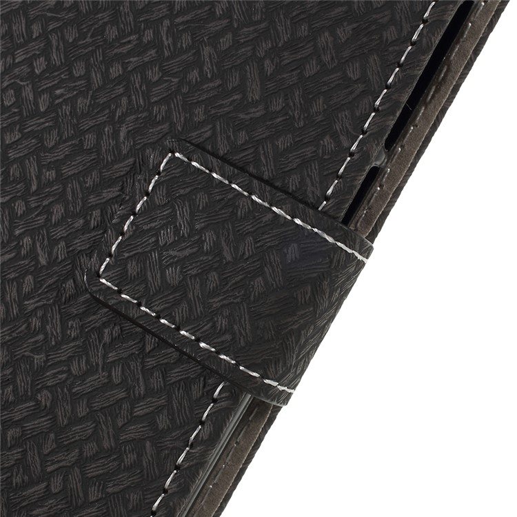 Woven Texture Wallet Stand Leather Phone Case for Wiko View2 - Black-6