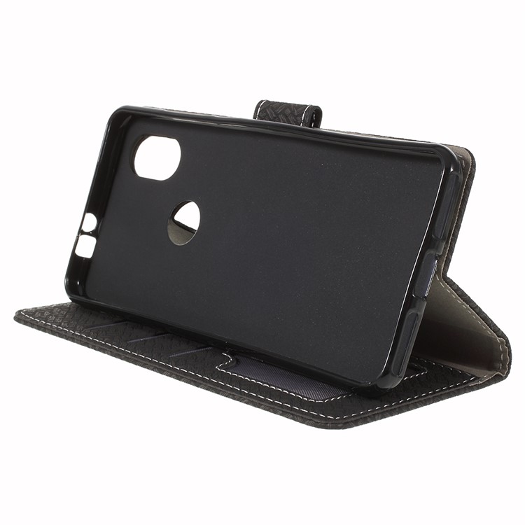 Woven Texture Wallet Stand Leather Phone Case for Wiko View2 - Black-8