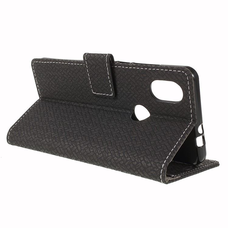 Woven Texture Wallet Stand Leather Phone Case for Wiko View2 - Black-9