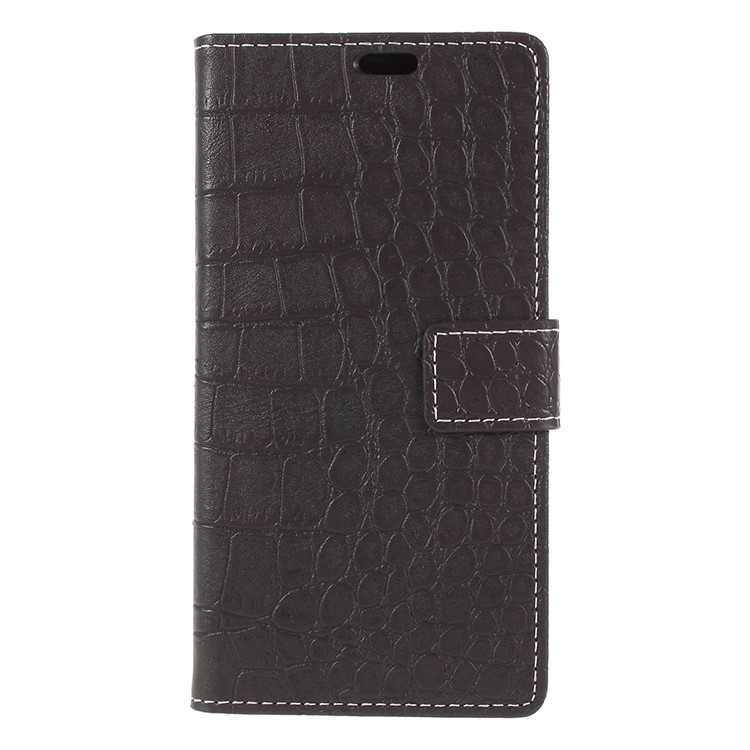 Vintage Crocodile Texture Wallet Stand Leather Case for Wiko View2 - Black-3
