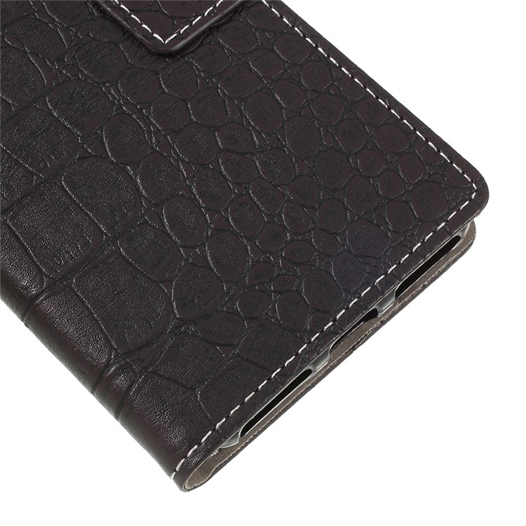 Vintage Crocodile Texture Wallet Stand Leather Case for Wiko View2 - Black-4