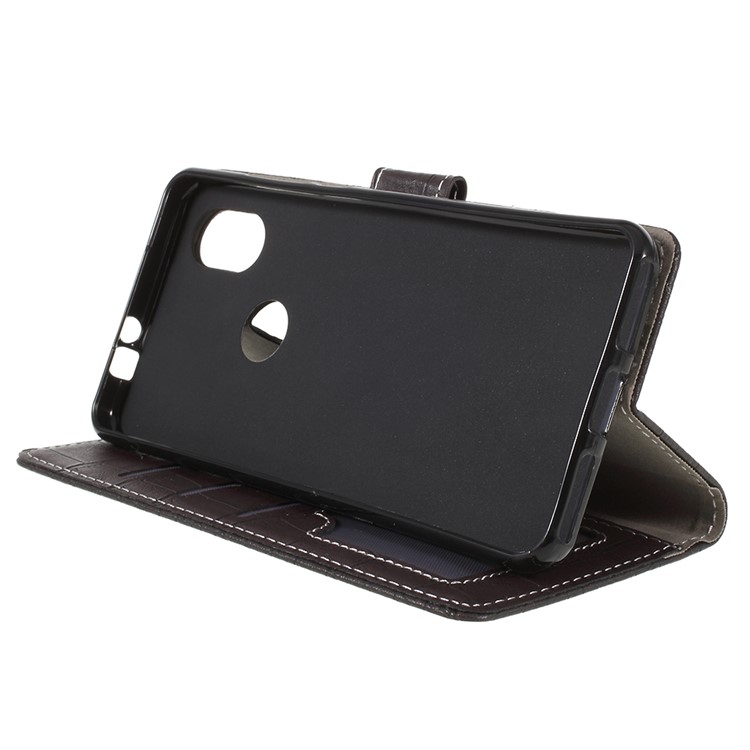 Vintage Crocodile Texture Wallet Stand Leather Case for Wiko View2 - Black-8