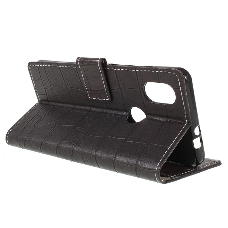 Vintage Crocodile Texture Wallet Stand Leather Case for Wiko View2 - Black-9