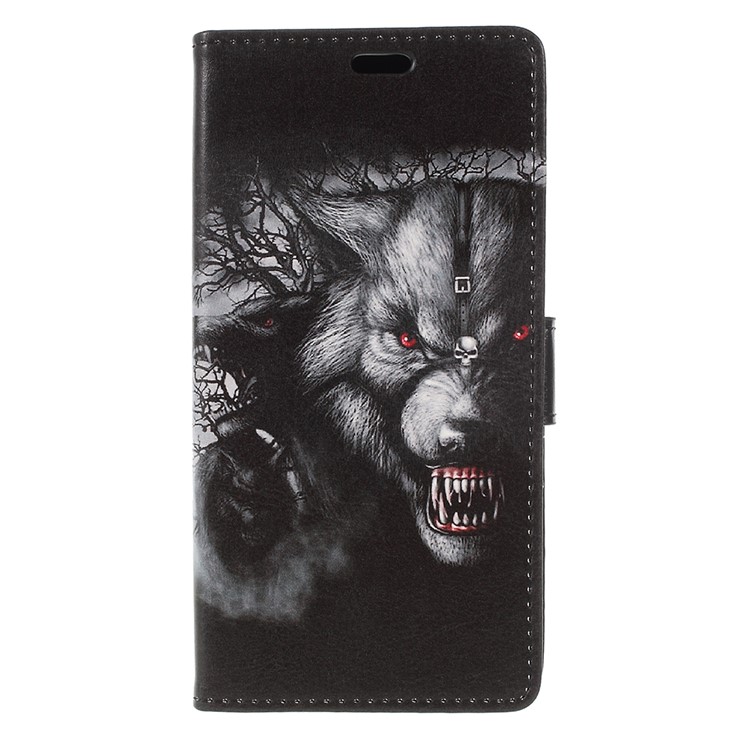 Pattern Printing Stand Leather Wallet Mobile Case for Wiko Lenny 5 - Fierce Wolf-3