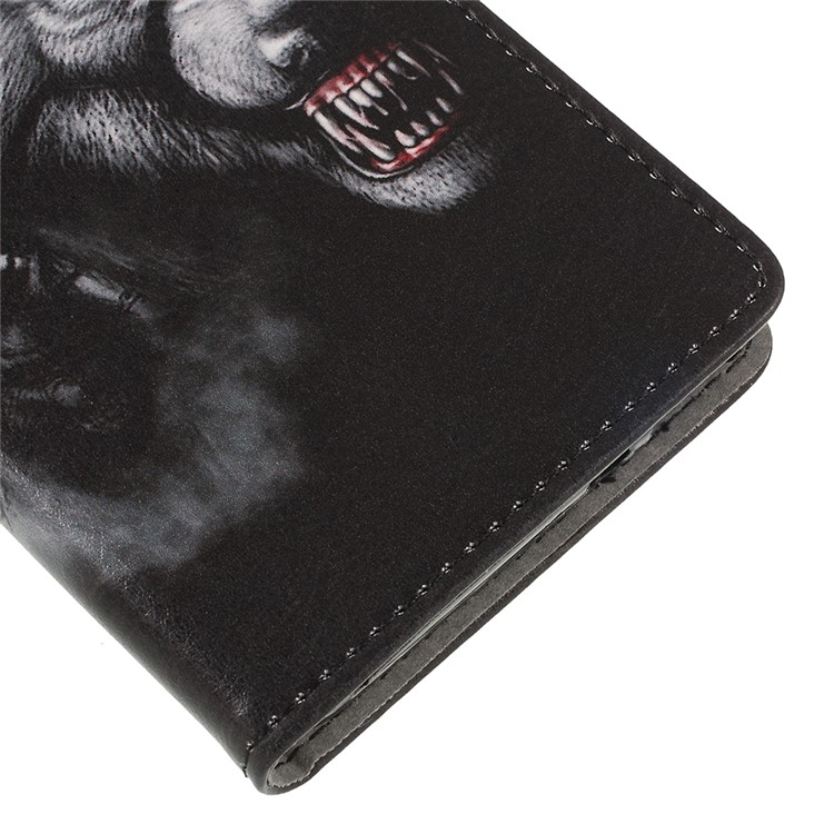 Pattern Printing Stand Leather Wallet Mobile Case for Wiko Lenny 5 - Fierce Wolf-4