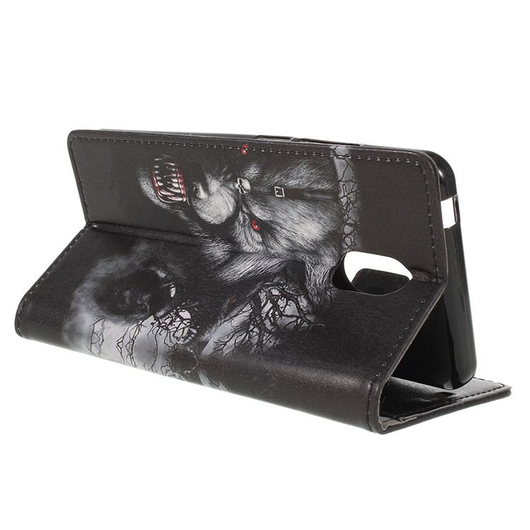 Pattern Printing Stand Leather Wallet Mobile Case for Wiko Lenny 5 - Fierce Wolf-7