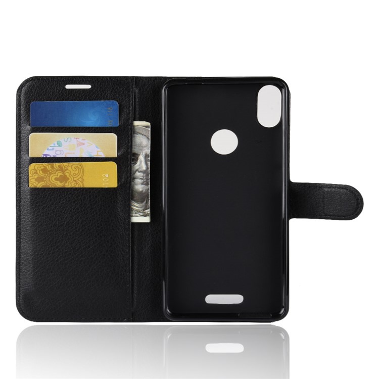 Litchi Texture Wallet Stand Leather Case for Wiko View Max - Black-3