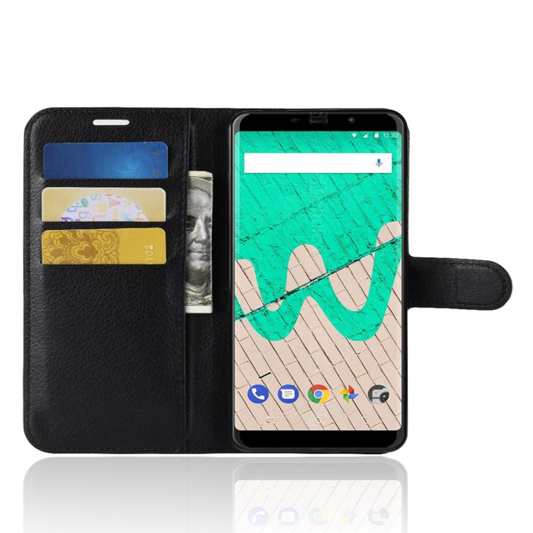 Litchi Texture Wallet Stand Leather Case for Wiko View Max - Black-4