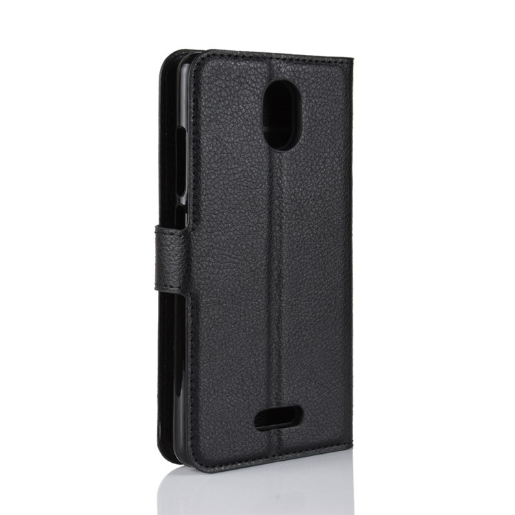 Litchi Skin Wallet Leather Stand Case for Wiko View Go - Black-6