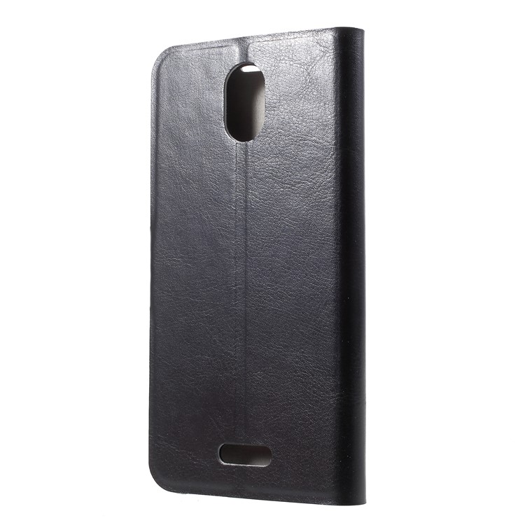 Crazy Horse Wallet Magnetic Stand Leather Case (Built-in Steel Sheet) for Wiko Ciew Go - Black-3