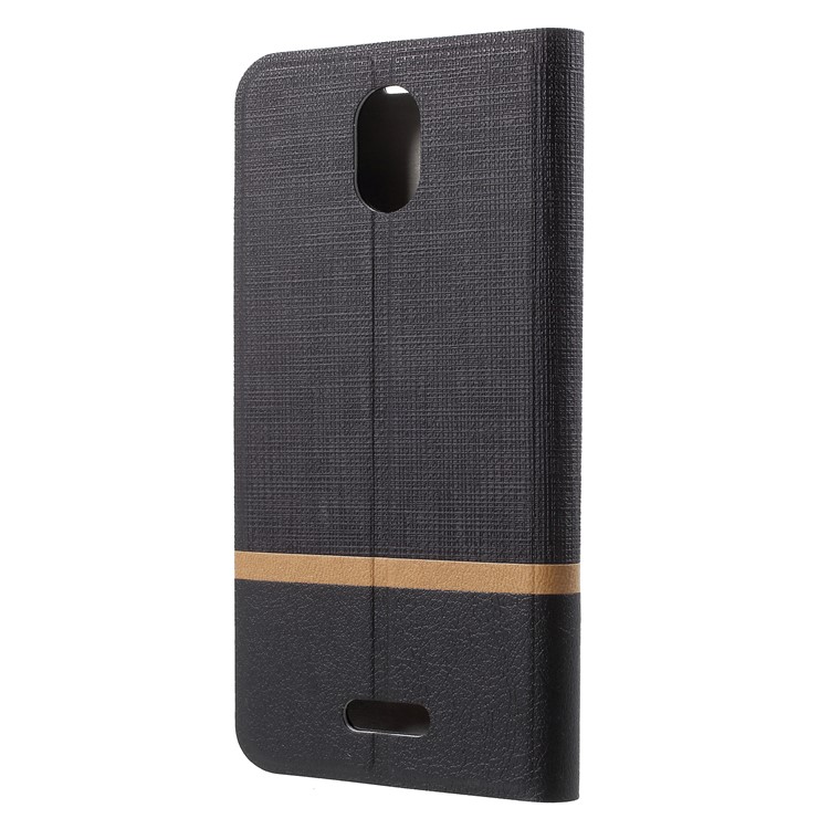 Cross Pattern Leather Card Holder Phone Cover (Built-in Steel Sheet) for Wiko Ciew Go - Black-3