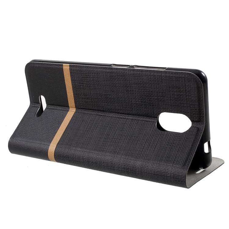 Cross Pattern Leather Card Holder Phone Cover (Built-in Steel Sheet) for Wiko Ciew Go - Black-4