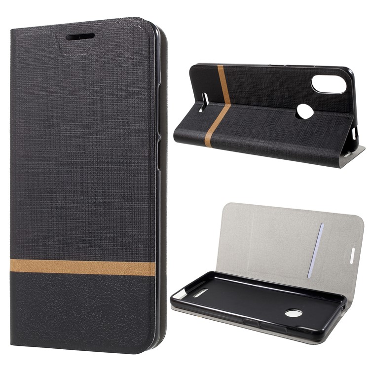 Cross Pattern Leather Card Holder Phone Cover (Built-in Steel Sheet) for Wiko View Max - Black-1
