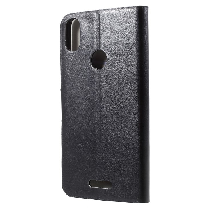 Crazy Horse Wallet Magnetic Stand Leather Case (Built-in Steel Sheet) for Wiko View Max - Black-3