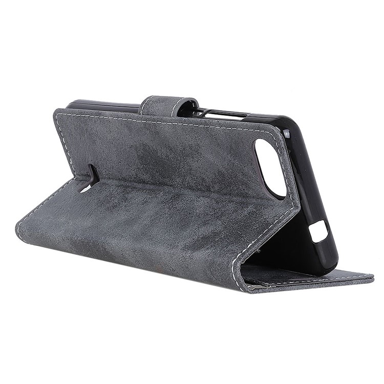 Vintage Style Wallet Stand Leather Protective Case for Wiko Tommy3 - Grey-6