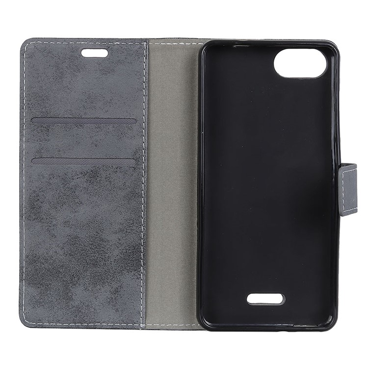 Vintage Style Wallet Stand Leather Protective Case for Wiko Tommy3 - Grey-7