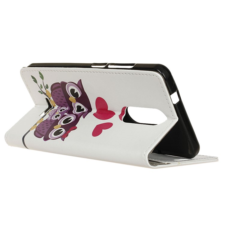 Pattern Printing Stand Leather Wallet Mobile Case for Wiko View Lite - Sweet Owl Family-5