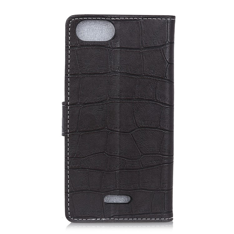 Crocodile Texture Vintage Leather Wallet Case for Wiko Tommy3 - Black-3