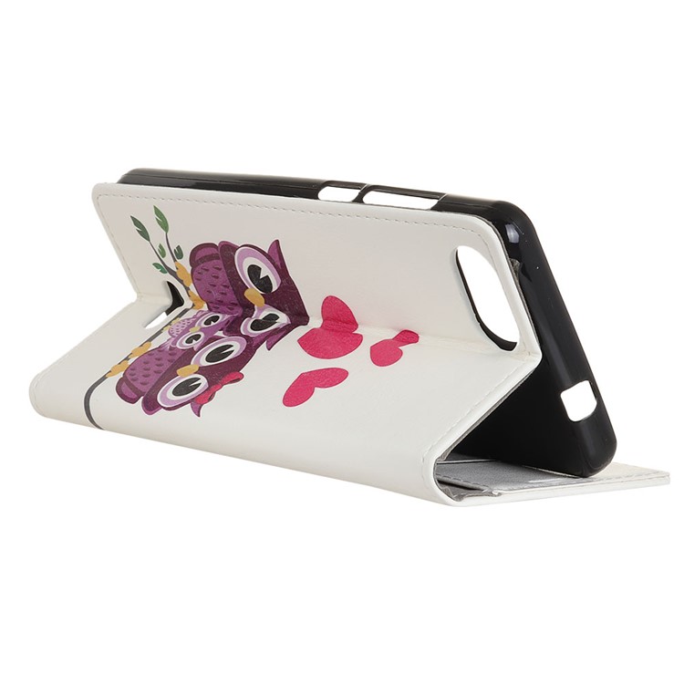 Pattern Printing Wallet Leather Phone Case for Wiko Tommy3 - Owls and Hearts-4