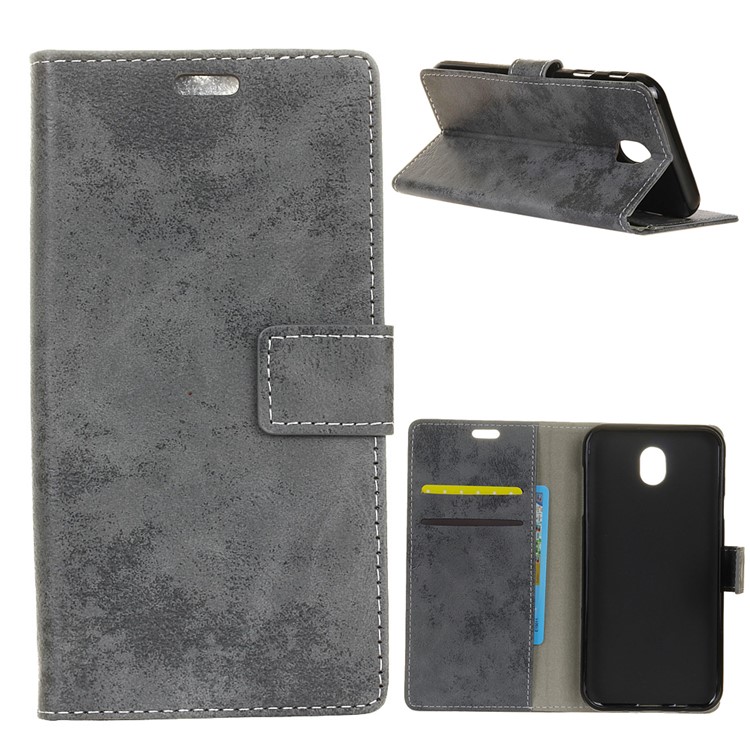 (Vintage Style) PU Leather Stand Wallet Case for Wiko Sunny3 Mini - Black-1