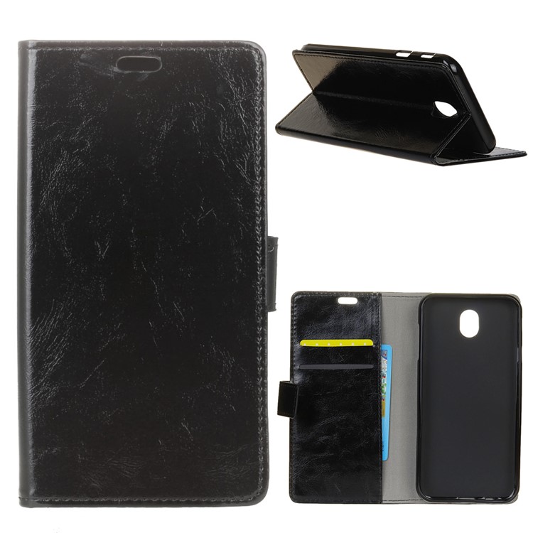 Crazy Horse Leather Wallet Phone Case for Wiko Sunny3 Mini - Black-1