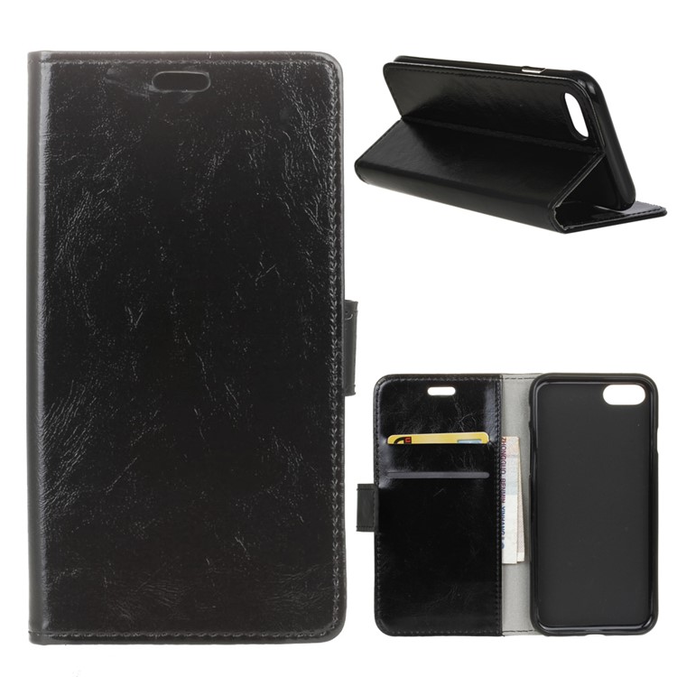 Crazy Horse Texture Wallet Stand PU Leather Case for Wiko Sunny3 - Black-1