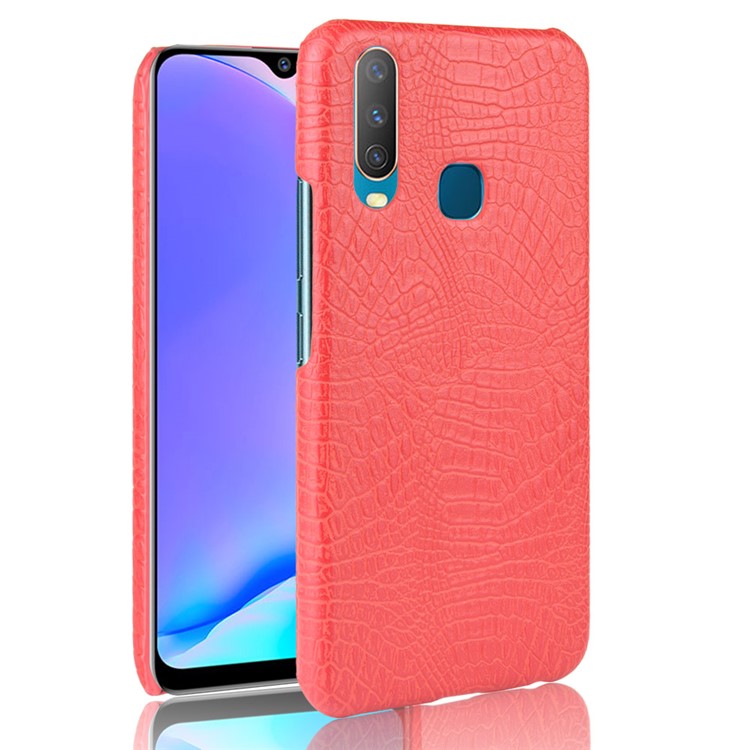 Crocodile Texture PU Leather Coated PC Phone Case for vivo Y17/Y3 - Red-1