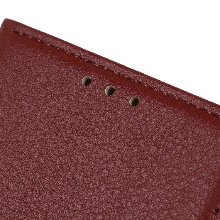 Litchi Skin PU Leather Wallet Case for Wiko Jerry 4 - Brown-5