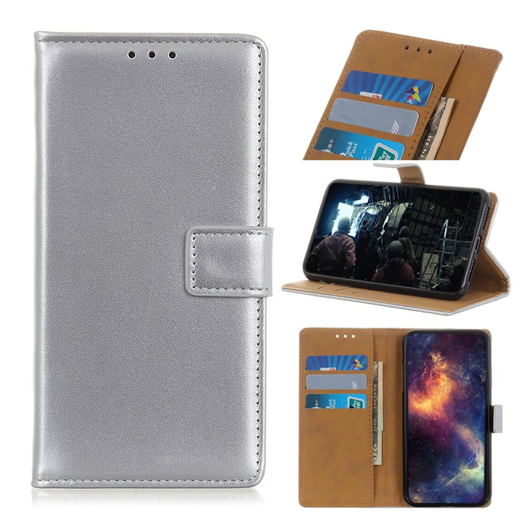 Wallet Leather Stand Case for Wiko Jerry 4 - Silver-1