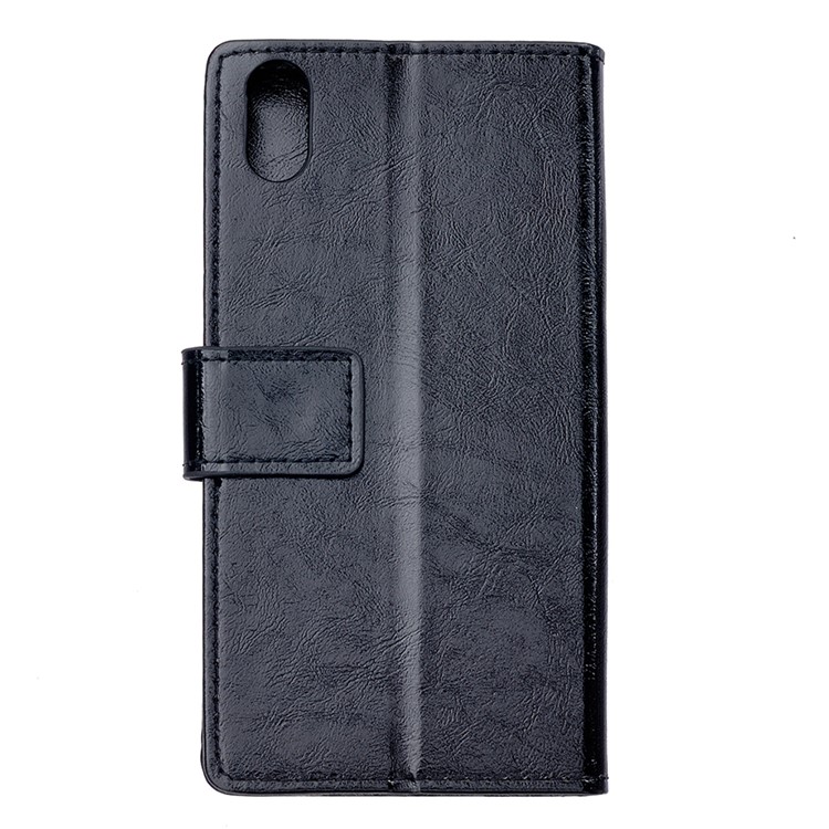 Crazy Horse Leather Wallet Stand Case for Wiko Jerry 4 - Black-3