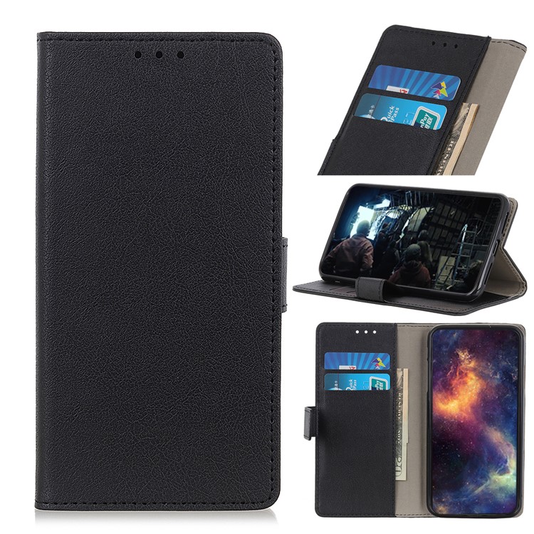 Leather Wallet Stand Phone Cover for Wiko View 3 Pro - Black-1