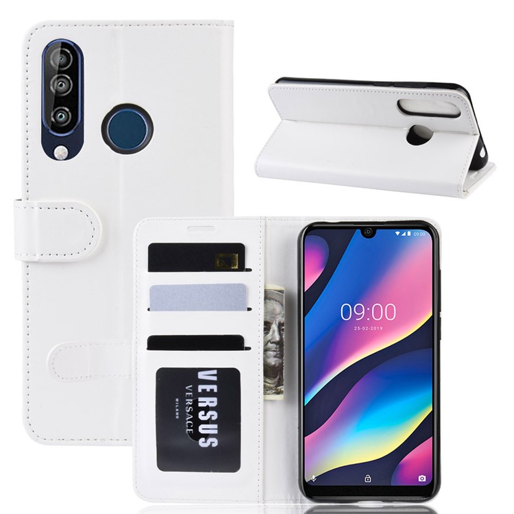 PU Leather Stand Wallet Flip Mobile Phone Case for Wiko View 3 - White-1