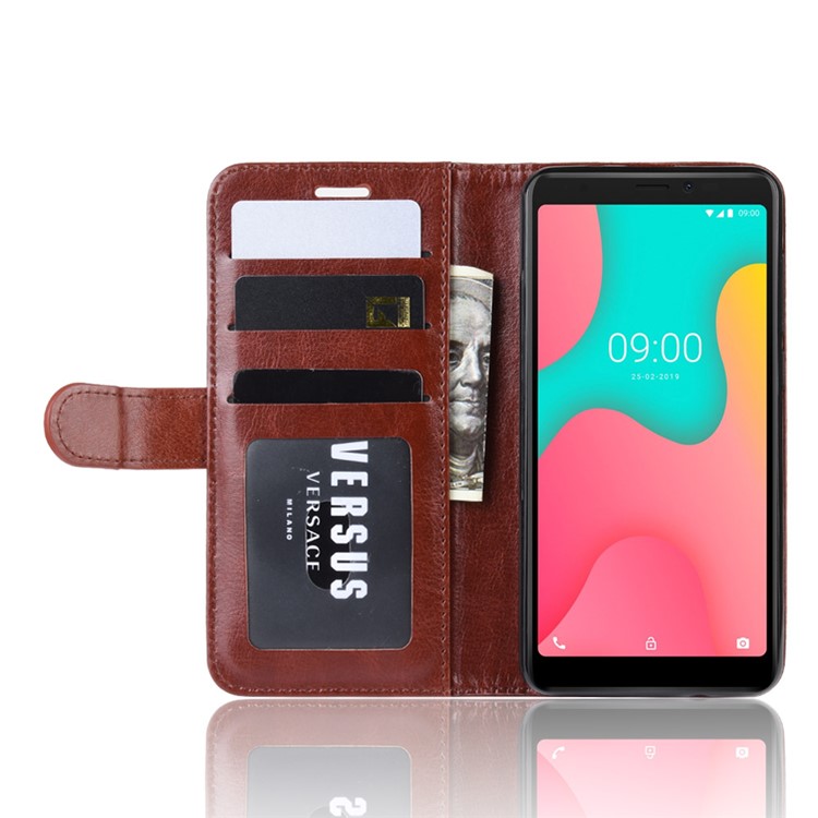 Crazy Horse Style PU Leather Stand Wallet Flip Phone Shell for Wiko Y60 - Brown-5