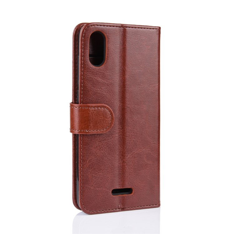 Crazy Horse Style PU Leather Stand Wallet Flip Phone Shell for Wiko Y60 - Brown-7