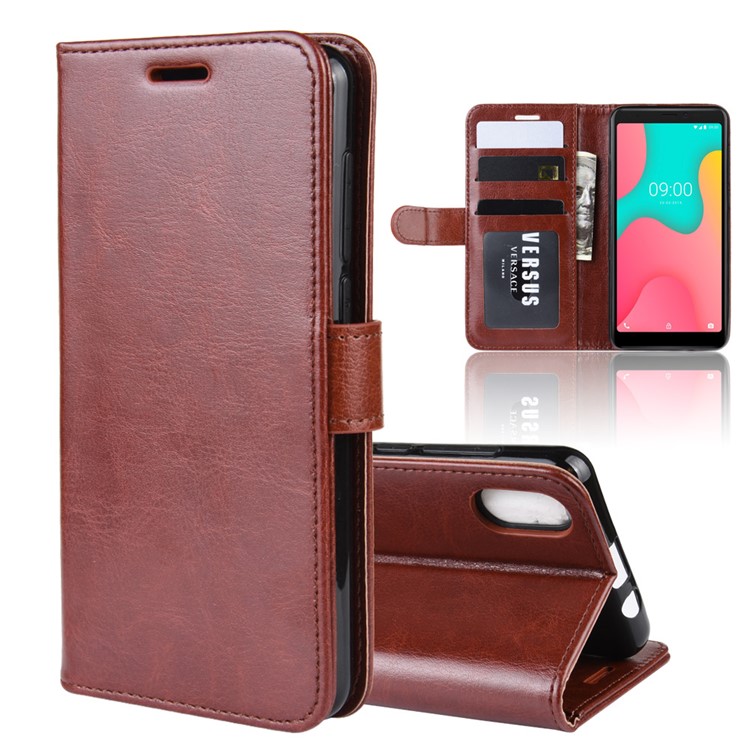 Crazy Horse Style PU Leather Stand Wallet Flip Phone Shell for Wiko Y60 - Brown-8