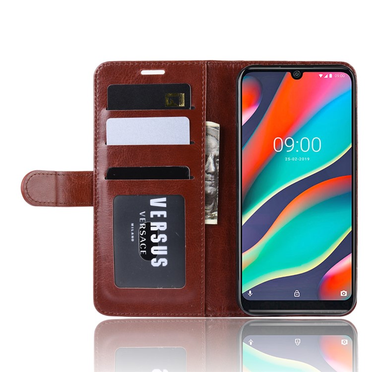 Crazy Horse Grain PU Leather Stand Wallet Flip Case for Wiko View 3 Pro - Brown-5