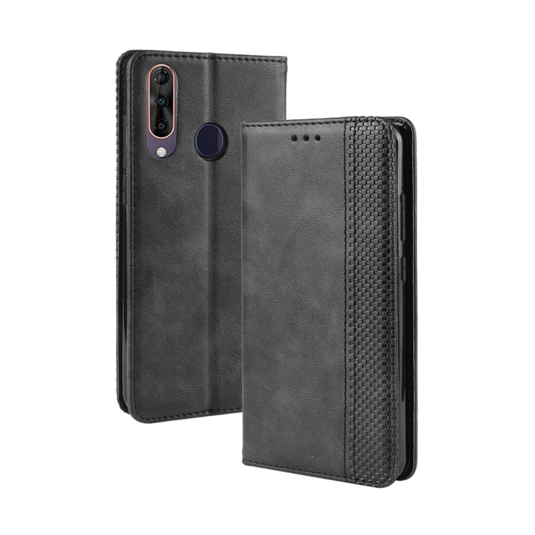 Auto-absorbed Vintage Style PU Leather Wallet Phone Case Shell for Wiko View 3 - Black-2