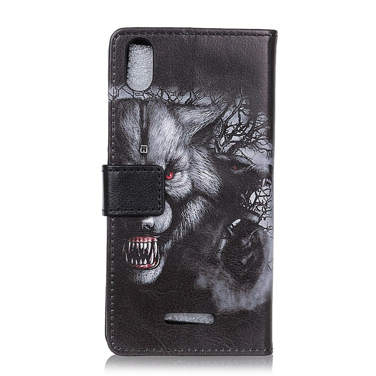 Pattern Printing Leather Wallet Case for Wiko Y80 - Wolf Pattern-4