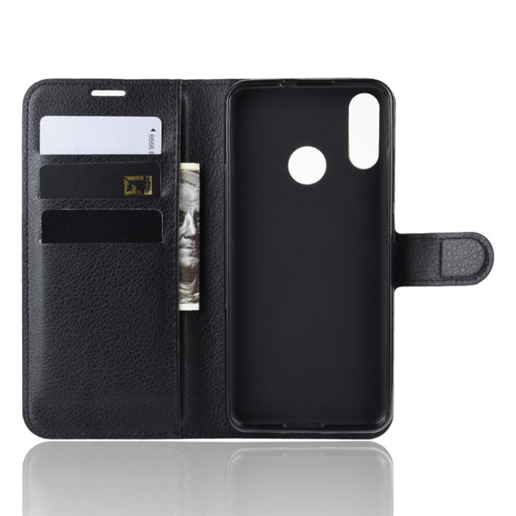 Litchi Skin Leather Wallet Case for Wiko View 3 Lite - Black-2