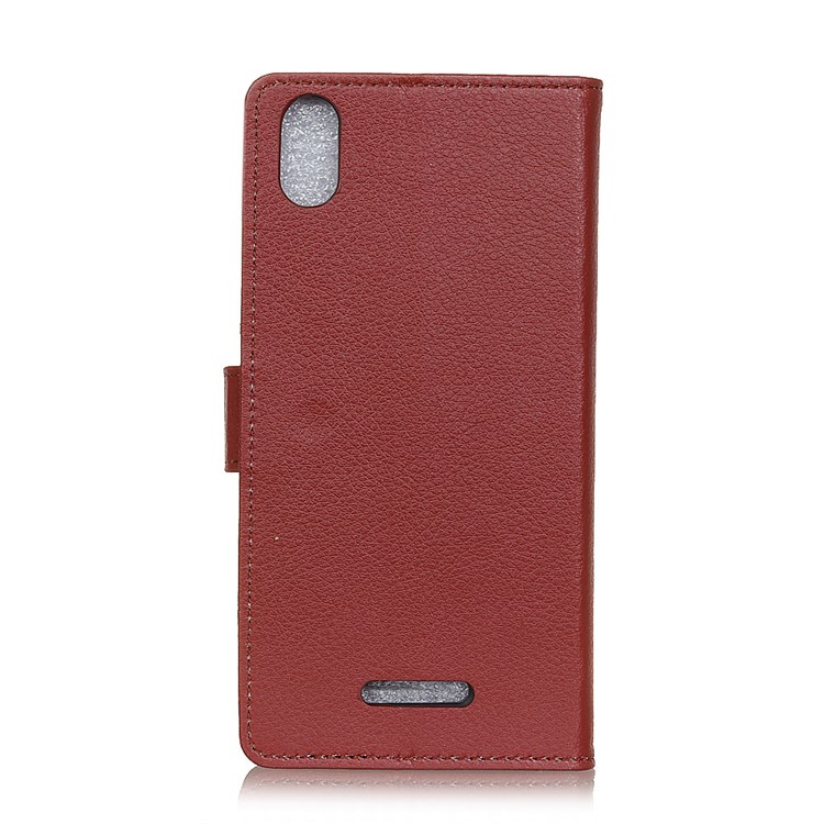 Litchi Skin Texture Classic Wallet Leather Phone Case Shell for Wiko Sunny 4 Plus - Brown-10