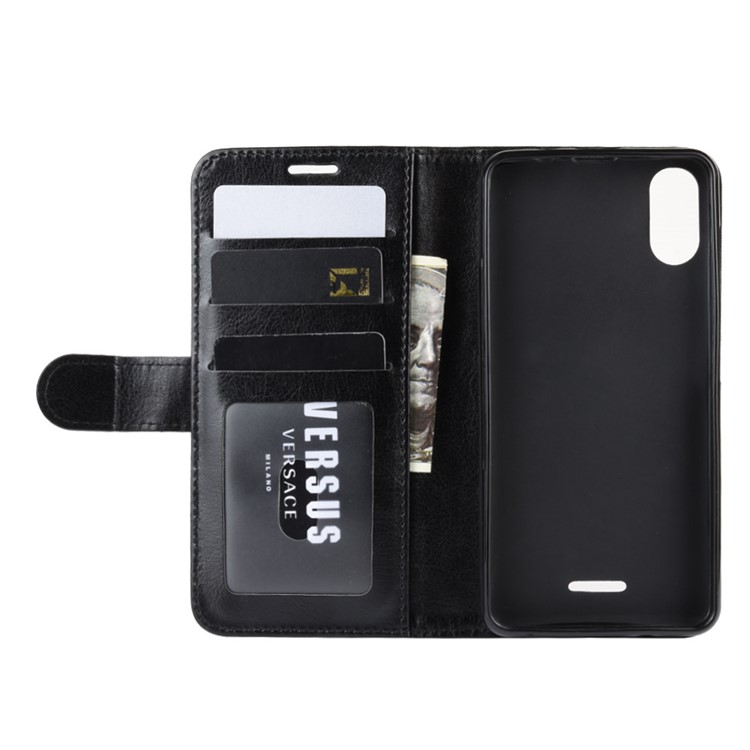 Estojo De Couro Louco Carteira Cavalo Para Wiko Ensolarado 4 Plus - Preto-6