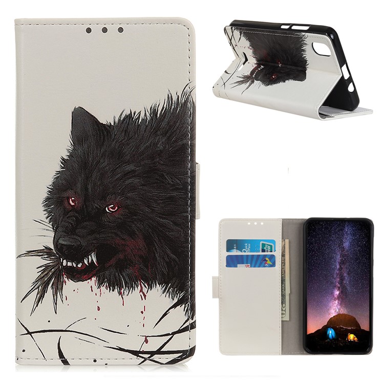 Pattern Printing Stand Leather Phone Case for Wiko Sunny 4 Plus - Wolf-1