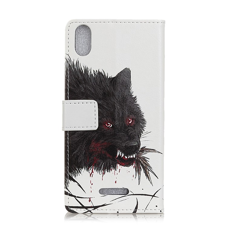 Pattern Printing Stand Leather Phone Case for Wiko Sunny 4 Plus - Wolf-2